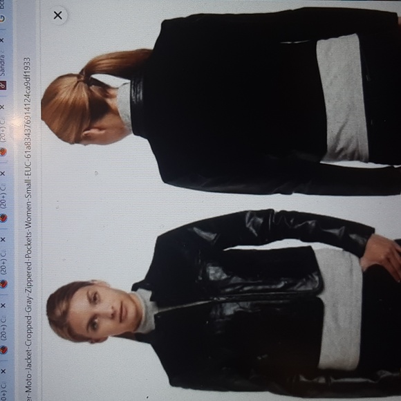 BCBGMaxAzria Leather Moto Jacket Cropped Gray Zippered Pockets Women Small EUC - Picture 2 of 15